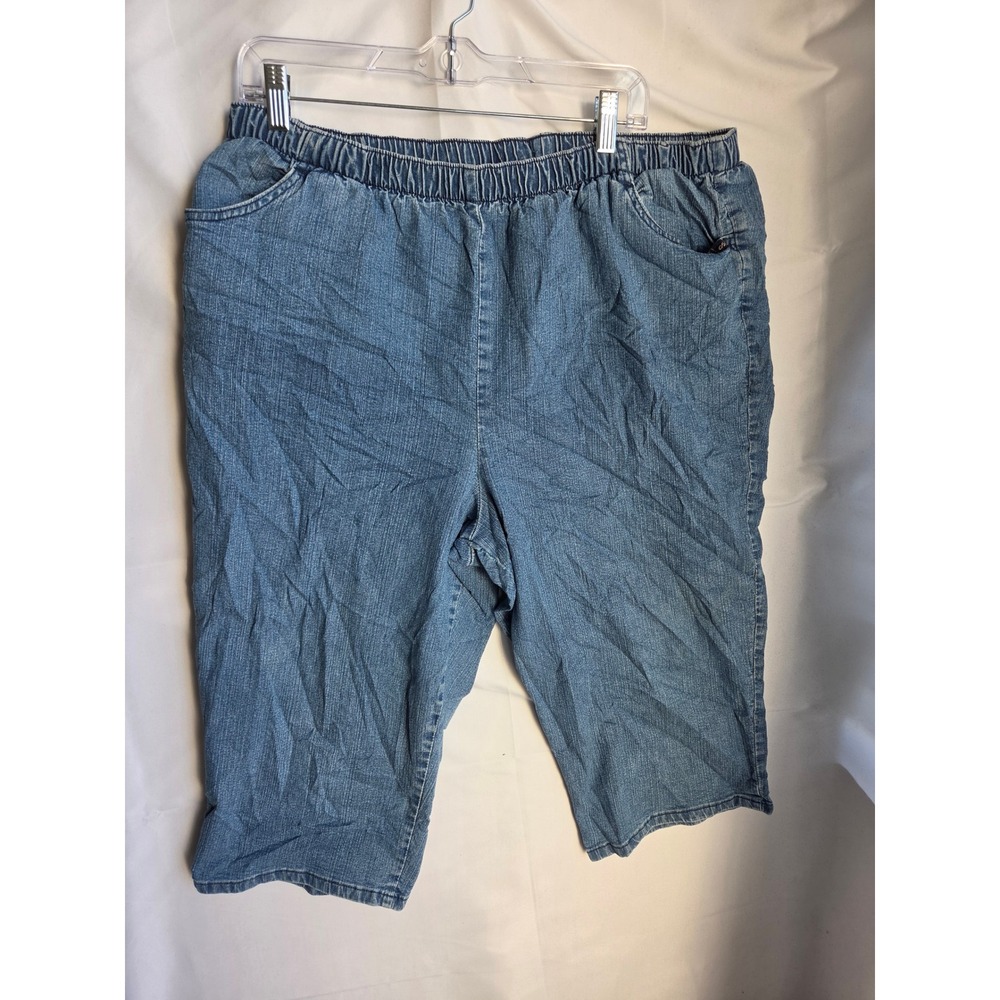 Chic  Shorts Womens  Blue Medium Wash Relaxed High Rise Straight